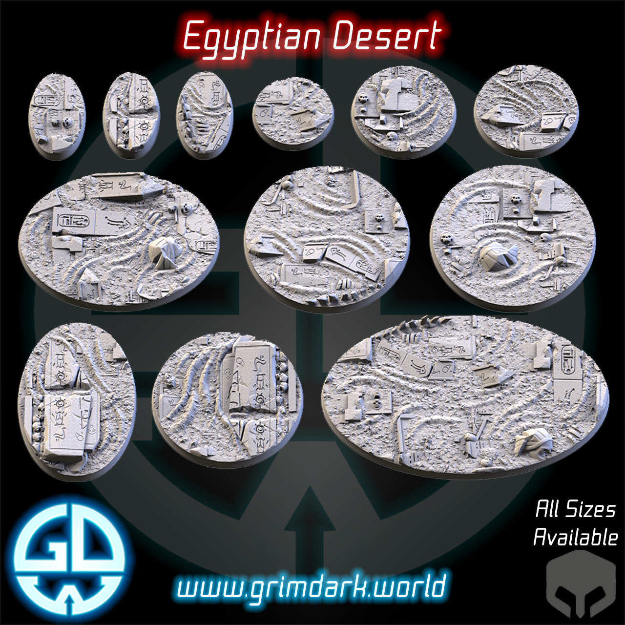 a picture of a set of egyptian desert bases