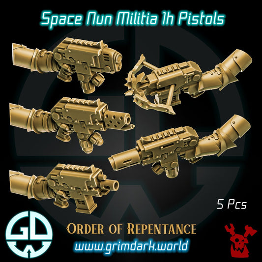 a bunch of guns that are on a black background