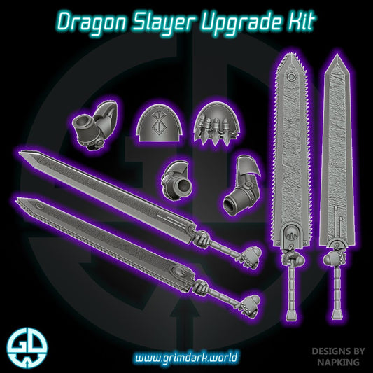 the dragon slayer upgrade kit includes a knife, helmet, and other accessories