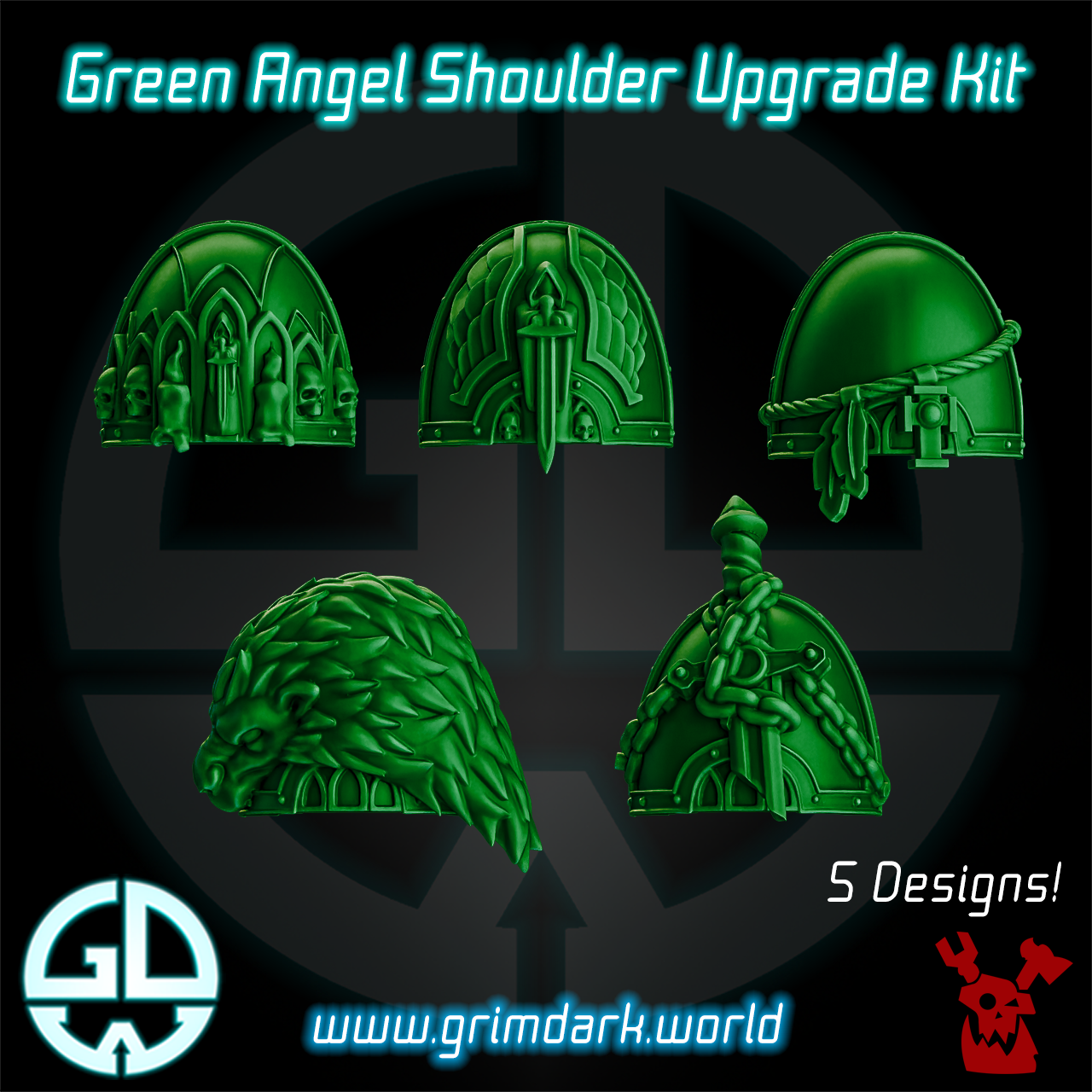 the green helmet upgrade kit includes five designs