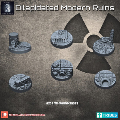 Dilapidated Modern City Ruins Miniature Bases