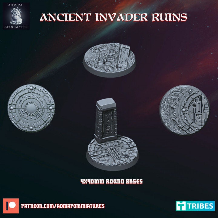 Ancient Metal Xeno Ruins Miniature Bases