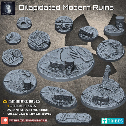 Dilapidated Modern City Ruins Miniature Bases