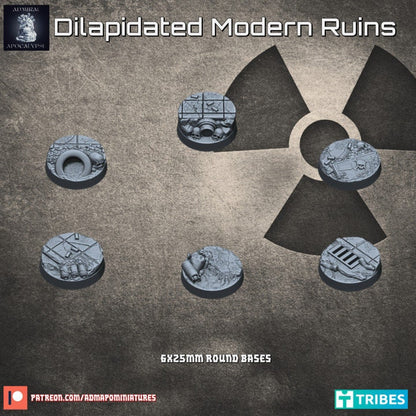 Dilapidated Modern City Ruins Miniature Bases