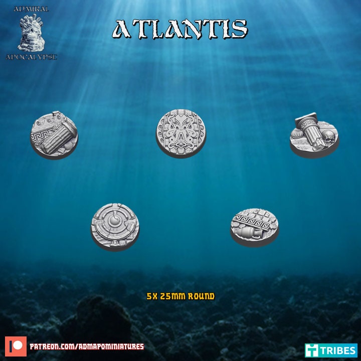 Sunken Atlantis / Underwater Temple Miniature Bases