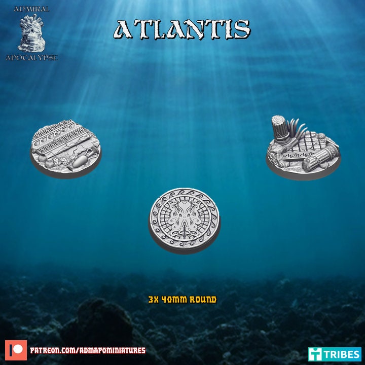 Sunken Atlantis / Underwater Temple Miniature Bases